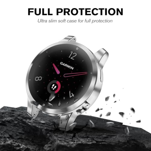 Protective Case with Screen Protector for Garmin Venu 2S / Vivoactive 4S - Black, Clear, Silver (3 Pack)