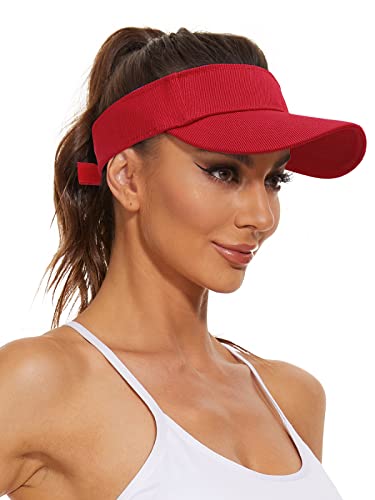 Komorebi Red One Size Unisex Sun Visor Hat for Running & Sports - Summer Sun Protection