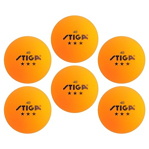 Stiga 3-Star Table Tennis Balls - 40mm Tournament Quality - 6 Pack Orange