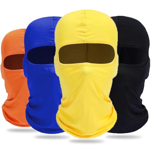 Ezovino 4 Pack Balaclava Ski Face Mask - Multicoloured Neck Gaiter Full Head Cover for Men & Women