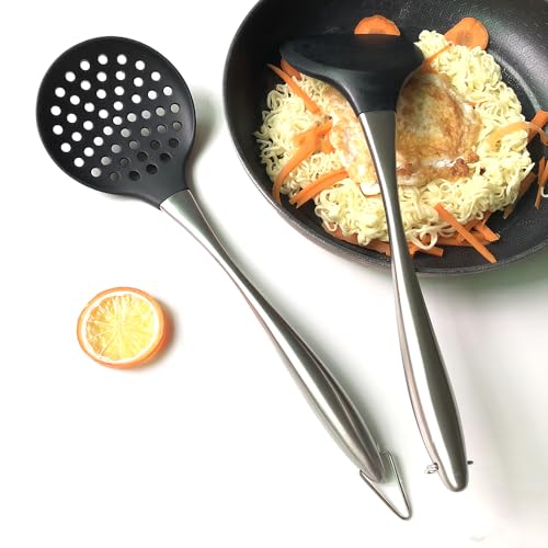 Silicone Wok Skimmer - Non-Scratch Slotted Spoon for Cooking