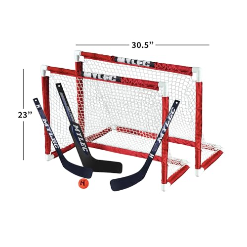 Mini Hockey Set with 2 PVC Goals, 2 Player Sticks, and Foam Ball