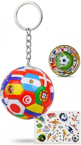 Soccer Keychain Gift Set with Pin and Tattoos for Fans