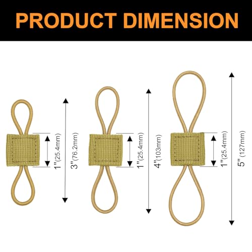 15PCS Molle Backpack Attachments - Khaki, 3 Sizes Elastic Webbing