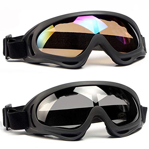 SPOSUNE Motorcycle Goggles UV400 Protection, Gray + Color Lens – Airsoft Dirt Bike Goggles