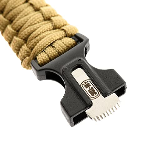 Tactical Survival Paracord Bracelet with Compass - Coyote Large