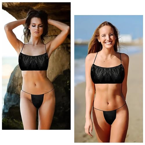 Black Disposable Bra and Underwear Set for Spa - 50 Pairs (100 Pcs)