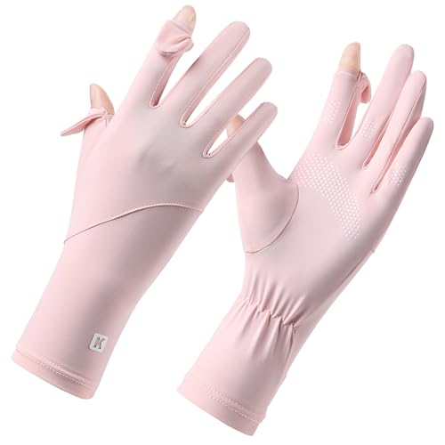 UV Protection Gloves for Women - Breathable Touchscreen - Medium Pink
