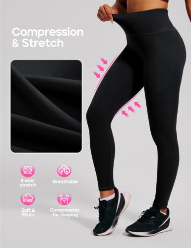 Heathyoga Scrunch Butt Lifting Leggings with Pockets for Women, Large Black
