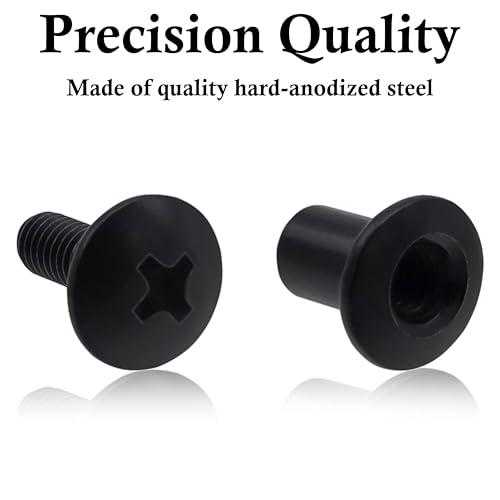 Chicago Screws Set - 16 Black Fasteners with Rubber Washers