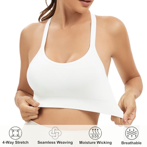 Comfyin Women's Racerback Sports Bra Small White Unpadded Workout Yoga Gym