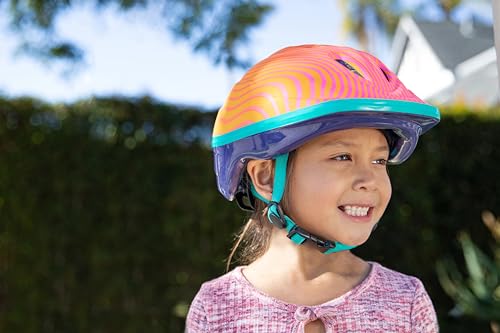 Toddler Bike Helmet - Pink & Orange Wave Design, 48-52 cm