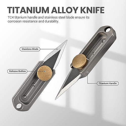 ITOKEY Mini Titanium Pocket Knife Keychain EDC Utility Tool