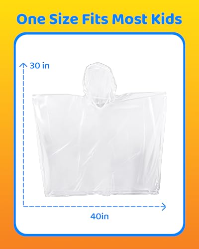 Hitituto Rain Ponchos Family Pack 12 Clear One Size Disposable Hooded Ponchos (12 pcs) - Kids & Adults