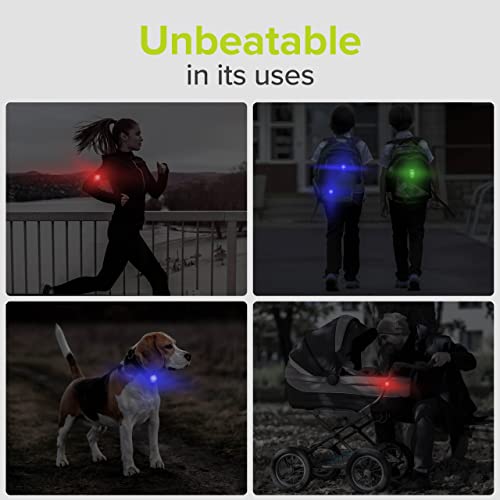 Clip-On LED Running Light - 2 Pack Safety Strobe for Runners - Ruby Red
