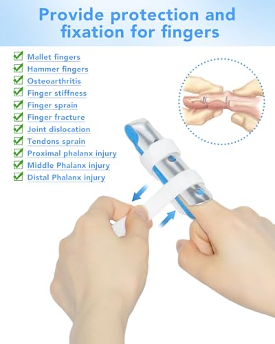 Metal Finger Splint for Middle Finger - 2PCS Medium Size - Blue