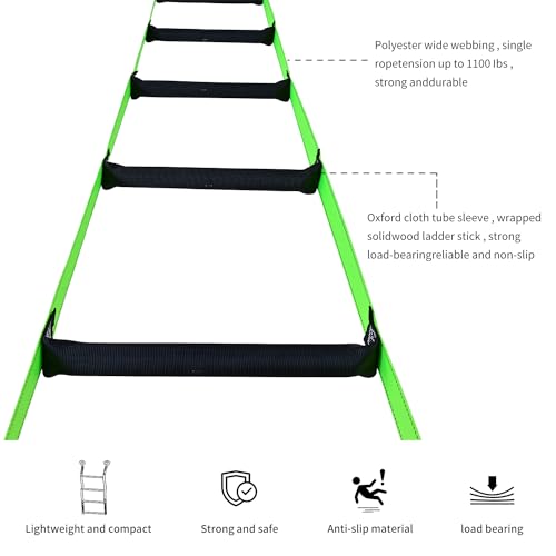 Fire Escape Ladders, 20FT Emergency Rope Ladder with 2 Hooks for 2-3 Story Homes, Portable Multi-use Quick Deployment Rope Ladders for Balcony Tree Window