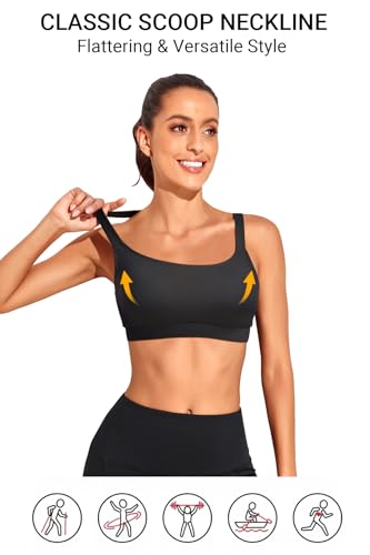 Tempt Me Women's Sports Bra Swim Crop Top - Large Black