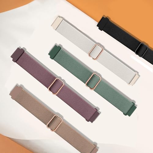 5 Pack Stretchy Watch Bands for Garmin Lily 2 & Active - Black, Starlight, Rose Pink, Smoke Violet, Cactus Green