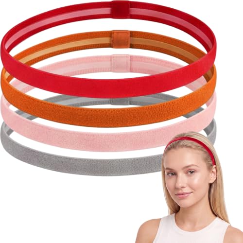 Non-Slip Elastic Sport Headbands with Silicone Grip - Brown Tones, 4 Pack