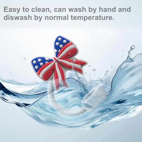 American Flag Bow Straw Cover - 10mm Silicone Tumbler Topper