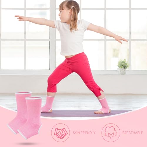 Haysandy 4 Pcs Kids Ankle Brace Support, Pink, 5-10 Years