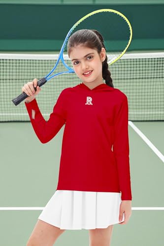 Kids Sun Shirt Rash Guard - Quick Dry Athletic Hoodie 11-12 Years / Red