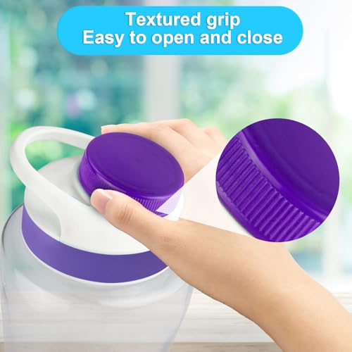 Leak-Proof Replacement Caps for Water Bottles - 4 Pack - Purple & White