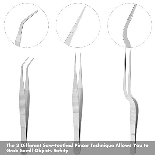 Cridoz 6-Piece Stainless Steel Kitchen Tweezers, Precision Tongs, Drawing Spoons & Offset Spatula Set