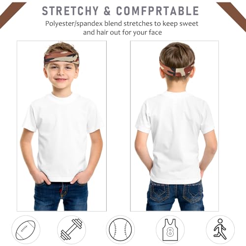 Boys Elastic Headbands - 4 Pcs Camouflage Color Set