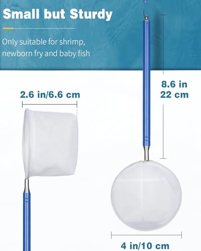 4-Inch Shrimp Net with Extendable Handle - Blue Round