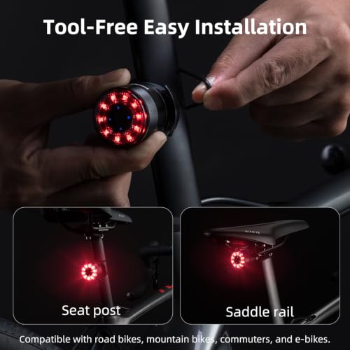 ROCKBROS USB Rechargeable Bike Tail Light (IPX5) - 5 Modes, Dual Mount