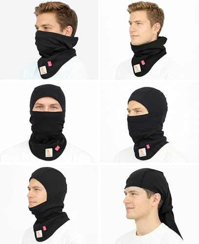 BOCOMAL FR Balaclava Face Mask 7oz Midweight Arc Rated NFPA2112 CAT2 2-Pack, One Size, Black