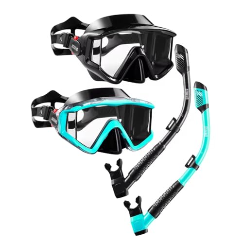 Anti-Fog Snorkeling Gear Set with Panoramic Mask & Dry Snorkel