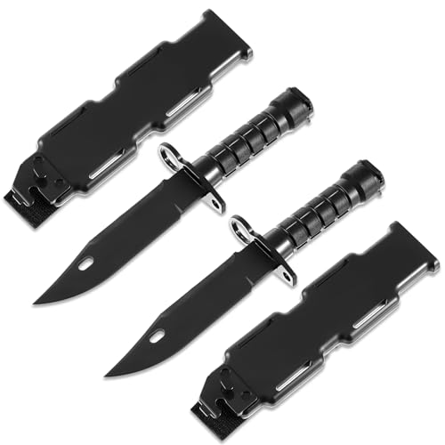 WinnerWhy 2 Pcs Rubber Training Knife Set with Sheaths - Black