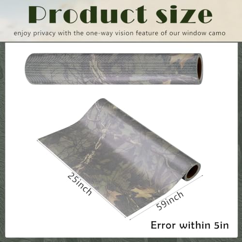 RoundFunny 25x59 in 2-Piece Woodland Camo Window Film Cover for Hunting Blind