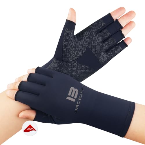 BRCEJTPA Upgraded Extra Firm Compression Arthritis Gloves Women Men, Medium, Blue