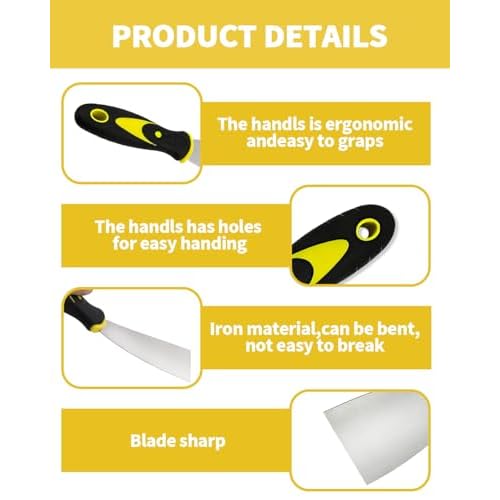 5 PCS Putty Knife, 2 Inch Spackle Knives, Stainless Steel Paint Scraper for Repairing Drywall, Removing Wallpaper, Mud, Plaster Scraping, Applying Putty