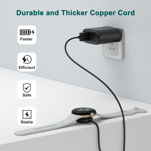 Vancle Black Wall Charger for Google Pixel Watch 3 & 2, Magnetic Dock & USB Cable