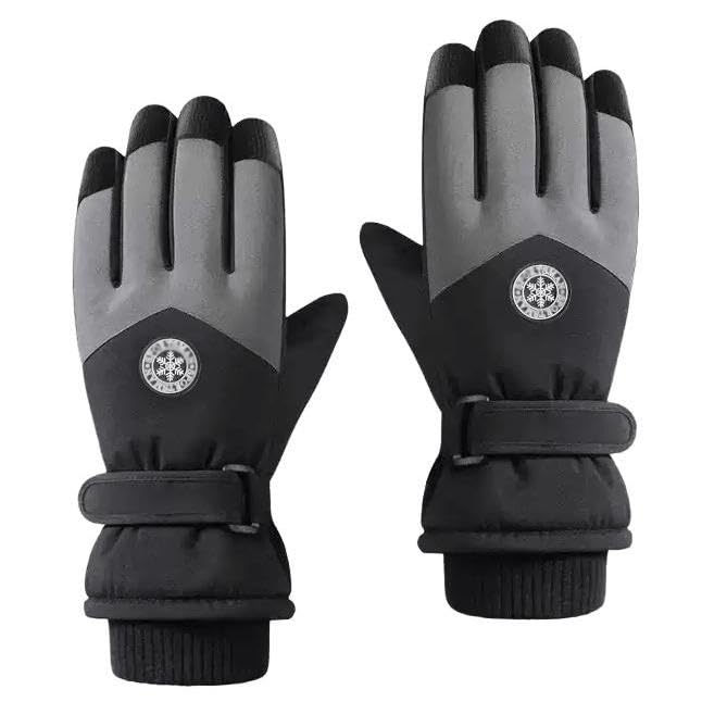 Warm Touchscreen Ski Gloves for Men & Women - Black+Gray, Medium