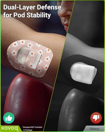 KOVOQ Omnipod 5 Overpatches Flower 16 Pack – Waterproof patches for Omnipod 5 & DASH