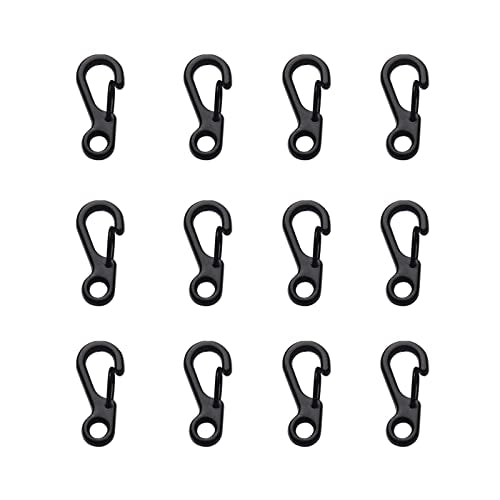 Mini Carabiner Clip Buckle Clasps - 12Pcs Black for Camping