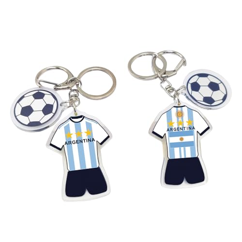 2026 World Cup Soccer Keychain - Fan Souvenir Gift - 2-Piece Set: Argentina