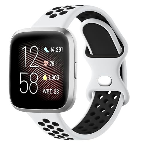 Breathable Silicone Sport Watch Band for Smartwatch - White/Black