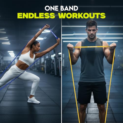 Utopia Fitness 5-Piece Resistance Bands Set for Full-Body Workout, Heavy Duty Latex, 8-125 lbs
