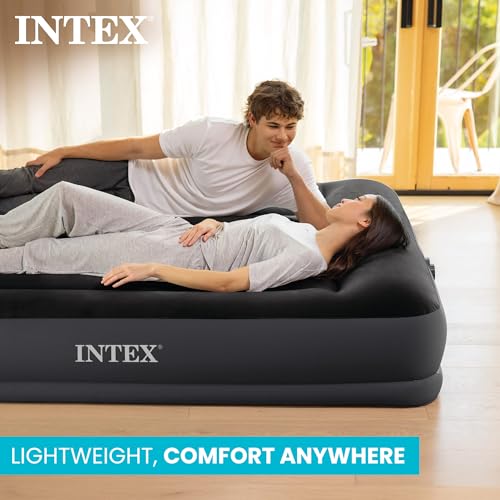 Intex Queen Size Dura-Beam Air Mattress with Built-In Electric Pump