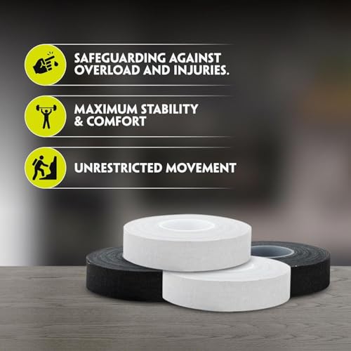 Athletic Finger Tape - 2 Pack, 0.5" x 45 Ft, Black & White | Residue-Free, Skin-Friendly Compression for BJJ, MMA, Grappling