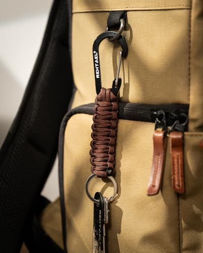 Heavy Duty Paracord Carabiner Keychain - 2pcs Brown Camo