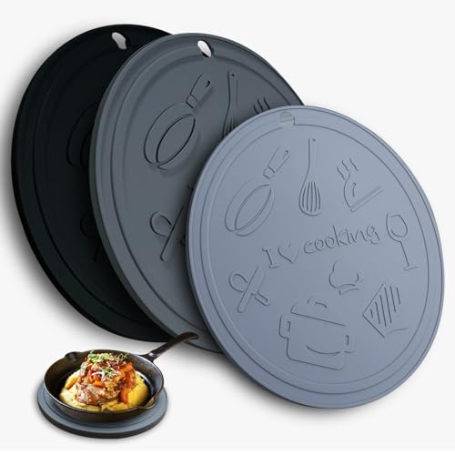 Silicone Trivet Mats - Heat Resistant Pot Holders, Non-Slip - Black Gray