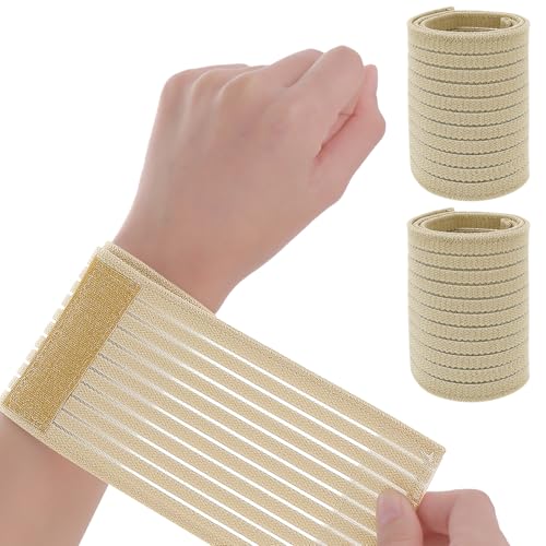 Elastic Wrist Support Band - 2 PCS Adjustable Brace - Beige